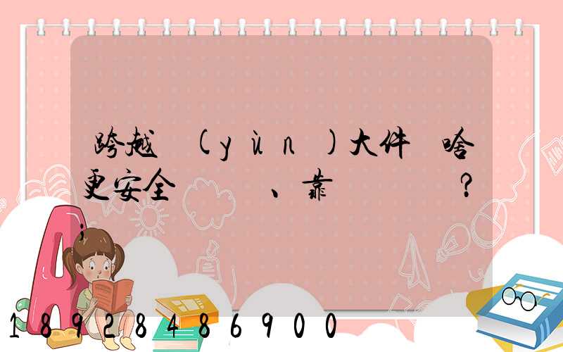 跨越運(yùn)大件為啥更安全、靠譜？